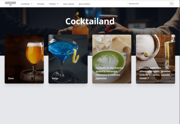 Capture d'écran de la page d'accueil du site cocktailand.fr